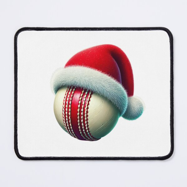 Artikelvorschau, Cricket Ball Weihnachten Santa Hut Holiday Cheer mit Cricket-Thema Feiern Sie Weihnachten im Cricket-Stil entworfen und verkauft von Zestfull.