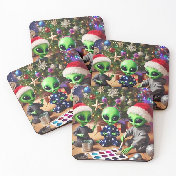 Item preview, Alien children decorate the Christmas tree designed and sold by Dogandesighn.