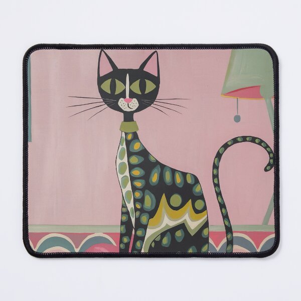 Item preview, Mid Century Modern Long Neck Atomic Cat Painting designed and sold by Tamas Das.
