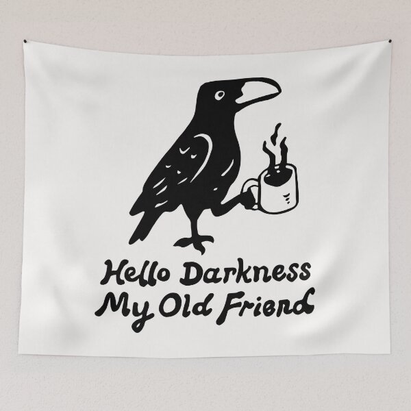 Item preview, Funny Coffee Quotes Raven Crow Hello Darkness My Old Friend Halloween Fall Coffee Girl designed and sold by FociCreate.