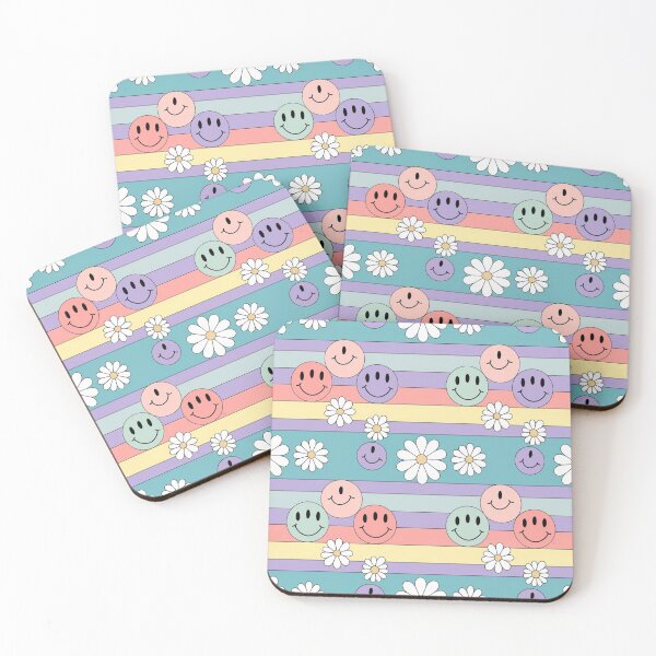 Item preview, Cheerful Daisy and Smiley Stripe Pattern designed and sold by Furbulous Faces.
