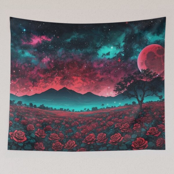 Item preview, Alien Bloom: Surreal Neon Rose Field designed and sold by RK - Shop.