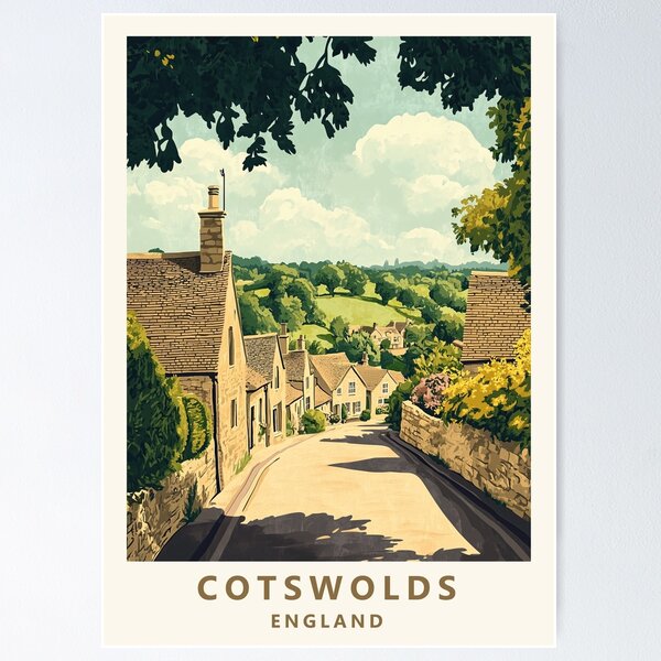Vista previa del artículo con la obra «Póster de viaje a Cotswolds, Inglaterra», diseñado y vendido por JJAArt.