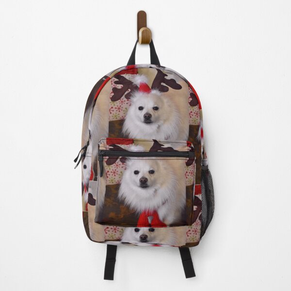 Item preview, Funny Furry White Dog Wearing Reindeer Antlers at Christmas  designed and sold by Yogibear & Rachelle .