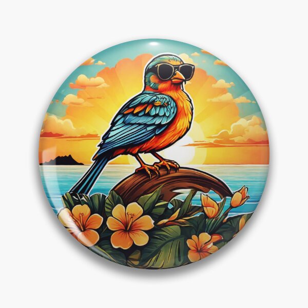 Item preview, Sunglasses Colored Bird at Sunset with Hawaii Orchids designed and sold by NautiChic.