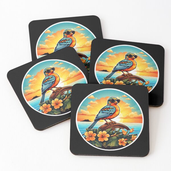 Item preview, Sunglasses Colored Bird at Sunset with Hawaii Orchids designed and sold by NautiChic.