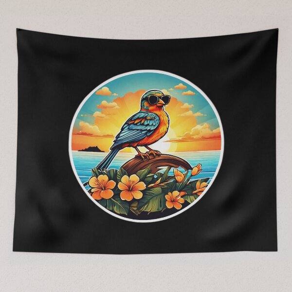 Item preview, Sunglasses Colored Bird at Sunset with Hawaii Orchids designed and sold by NautiChic.