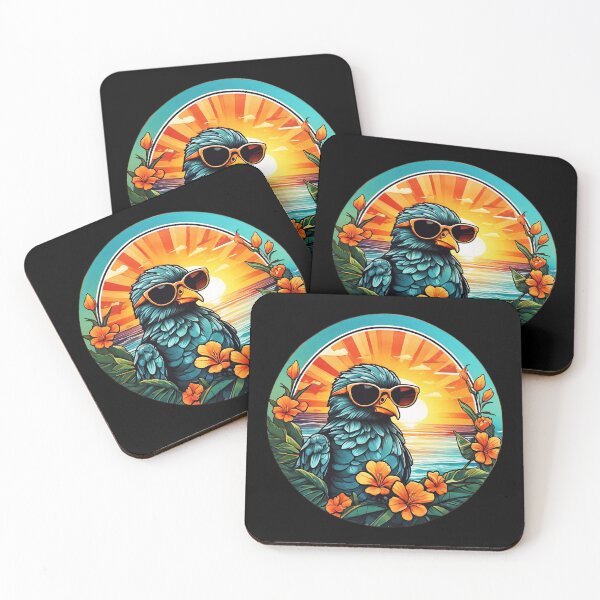Item preview, Cool Beach Bum Bird at Sunset with Hawaii Orchids designed and sold by NautiChic.