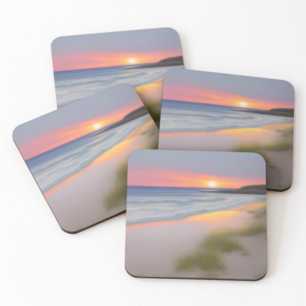 Item preview, painting of pastel sunset beach designed and sold by OneLastWish.