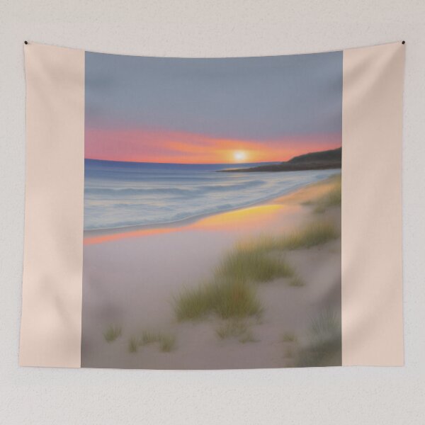 Item preview, painting of pastel sunset beach designed and sold by OneLastWish.
