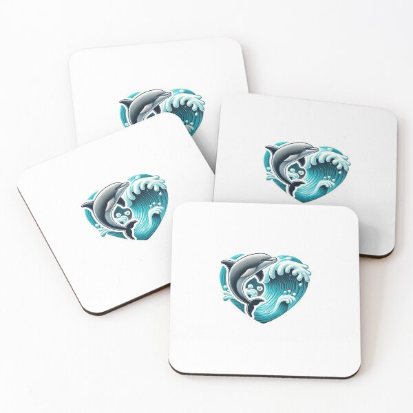 Item preview, Dolphin and Ocean waves in heart shape. designed and sold by Chase12921.