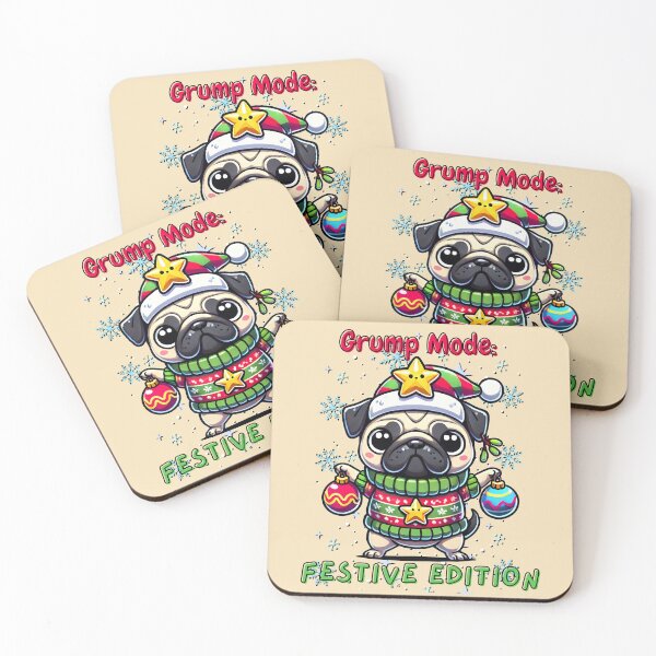 Item preview, Grump Mode: Festive Edition – Cute Christmas Pug Design designed and sold by Dantin.