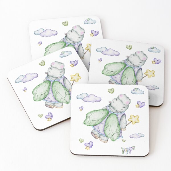 Item preview, watercolours compositions of elements «Dreamy Hippo Garden" designed and sold by NelenaArt.