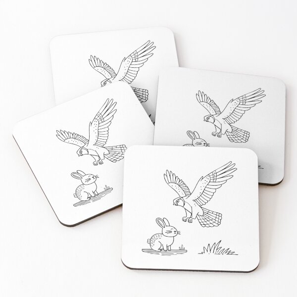 Item preview, Falcon diving at rabbit in open field designed and sold by rasagamastore.