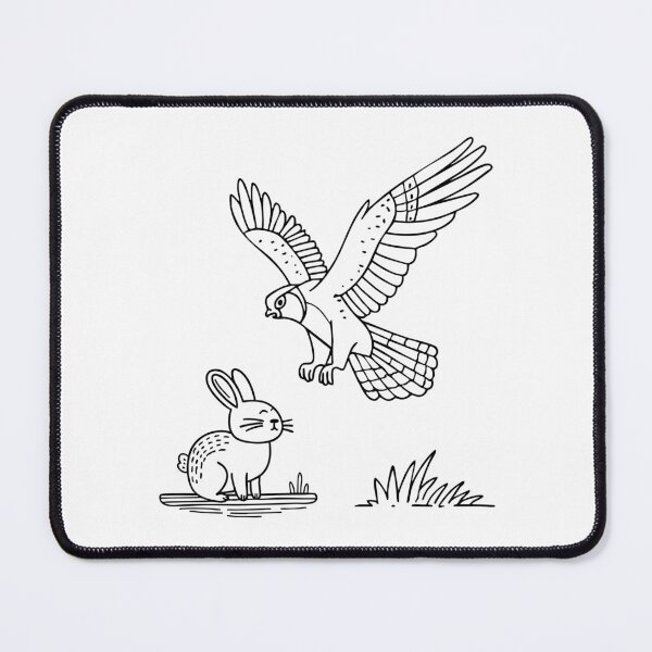 Item preview, Falcon diving at rabbit in open field designed and sold by rasagamastore.