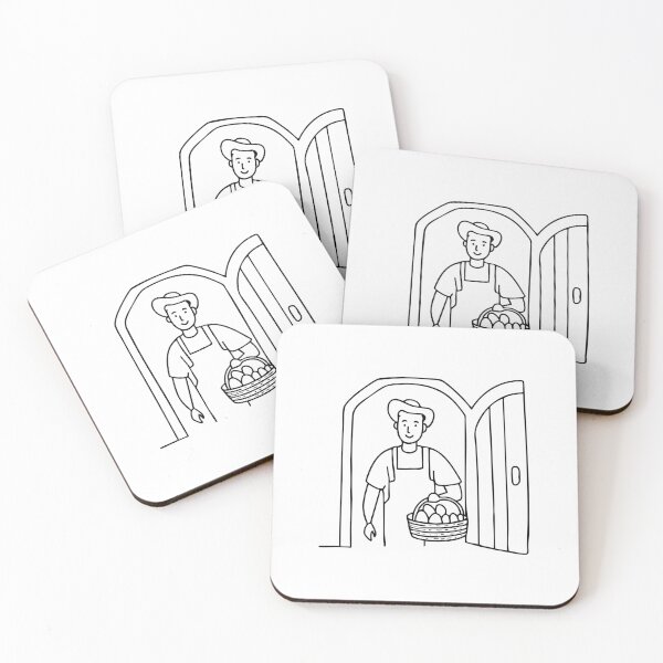 Item preview, Farmer carrying eggs through barn doorway designed and sold by rasagamastore.