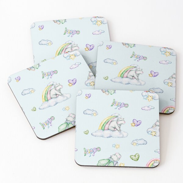 Item preview, seamless watercolour patterns set «Dreamy Hippo Garden: a celestial pattern Collection designed and sold by NelenaArt.