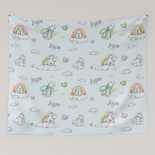 Item preview, seamless watercolour patterns set «Dreamy Hippo Garden: a celestial pattern Collection designed and sold by NelenaArt.