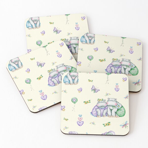 Item preview, seamless watercolour patterns set «Dreamy Hippo Garden: a celestial pattern Collection designed and sold by NelenaArt.