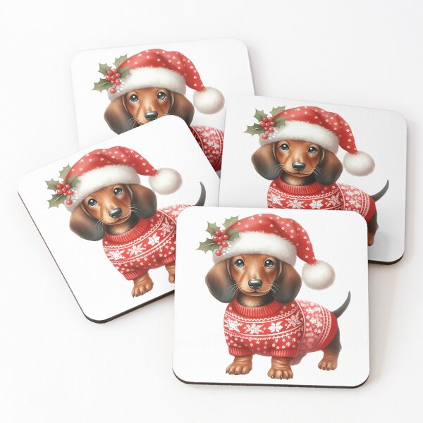 Item preview, A0540 Dachshund with Santa Hat – Adorable Dog-Themed Christmas Collectible, Perfect Holiday Gift, Festive Decor & Premium Quality designed and sold by angieart68.