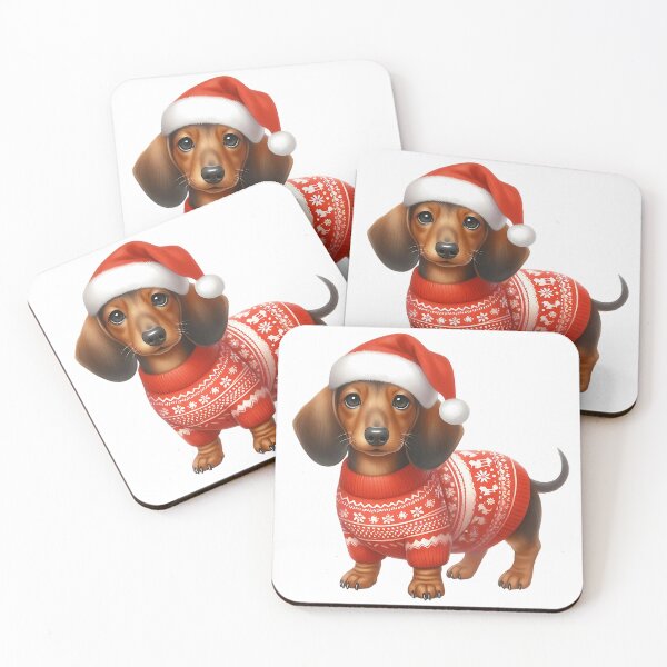 Item preview, A0540 Dachshund with Santa Hat – Adorable Dog-Themed Christmas Collectible, Perfect Holiday Gift, Festive Decor & Premium Quality designed and sold by angieart68.