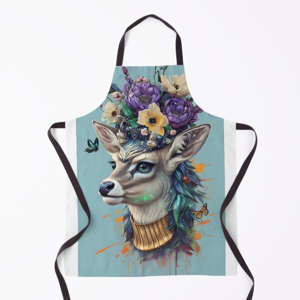 Item preview, Whimsical Deer Portrait with Floral Fantasy Art designed and sold by Monascreativeempire.