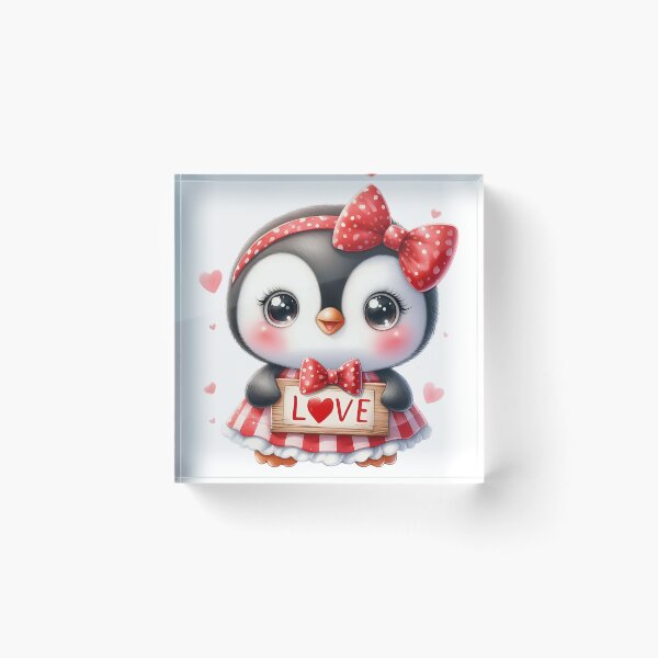 Item preview, A0543 Love Penguin with Red Bow – Adorable Penguin-Themed Collectible, Perfect Gift for Holidays, Valentine’s Day & Festive Decor designed and sold by angieart68.