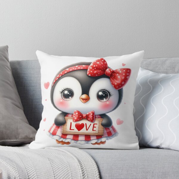 Item preview, A0543 Love Penguin with Red Bow – Adorable Penguin-Themed Collectible, Perfect Gift for Holidays, Valentine’s Day & Festive Decor designed and sold by angieart68.
