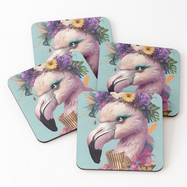 Item preview, Whimsical Floral Flamingo Fantasy Art with Butterflies designed and sold by Monascreativeempire.