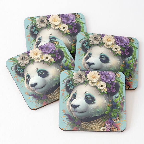 Item preview, Whimsical Floral Panda Fantasy Art with Butterflies designed and sold by Monascreativeempire.