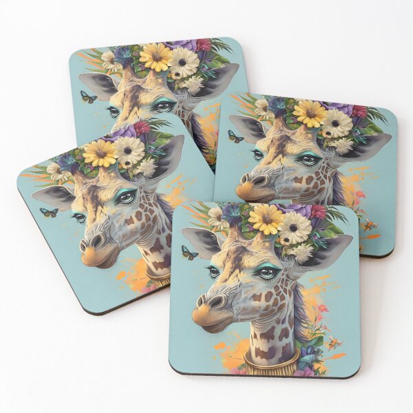 Item preview, Whimsical Floral Giraffe Fantasy Art with Butterflies designed and sold by Monascreativeempire.