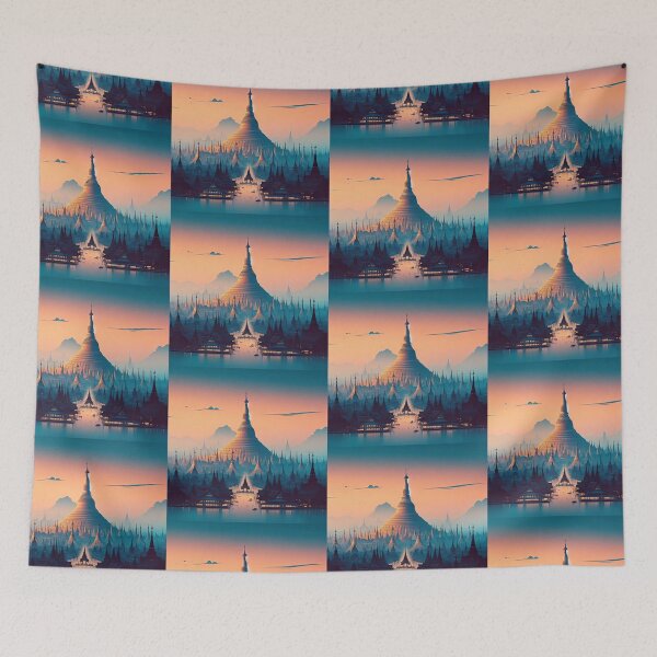 Item preview, Shwedagon Pagoda Minimalism Art Style designed and sold by artofuniverse.