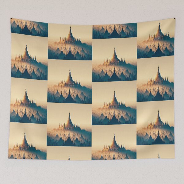 Item preview, Shwedagon Pagoda Minimalism Art Style designed and sold by artofuniverse.