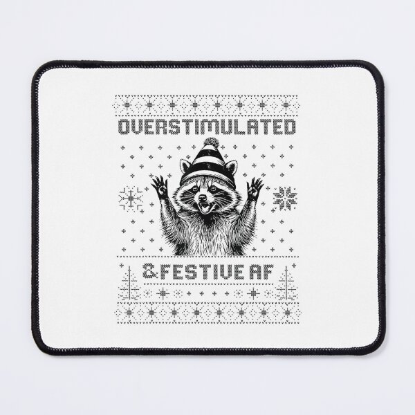 Item preview, Overstimulated & Festive AF Funny Christmas Raccoon Ugly designed and sold by Wisppiaa.