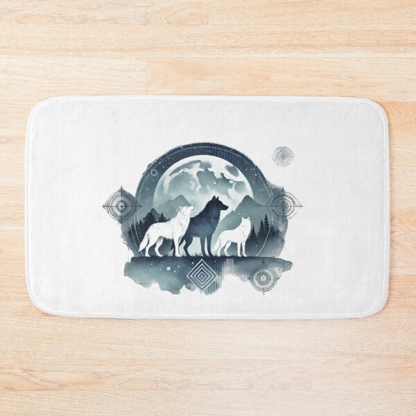Item preview, Mystical Nordic Night with Wolves – Monochromatic Watercolor Art designed and sold by LovingPresence.