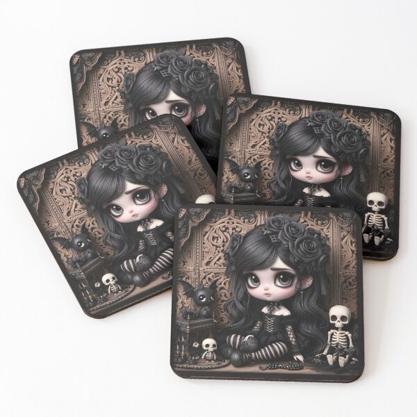 Item preview, Cute little Goth doll and her friends #2 designed and sold by JacquiTaylorArt.