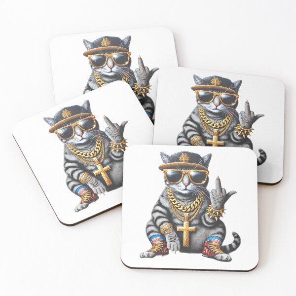 Item preview, Middle finger kitten cat, stylish gold silver super, colorful designed and sold by Dan9010.
