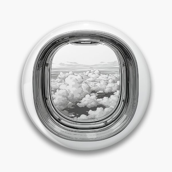 Artikelvorschau, Handgezeichnete Flugzeugfensteransicht – Minimalistische schwarze Skizzenkunst entworfen und verkauft von Windy-market.