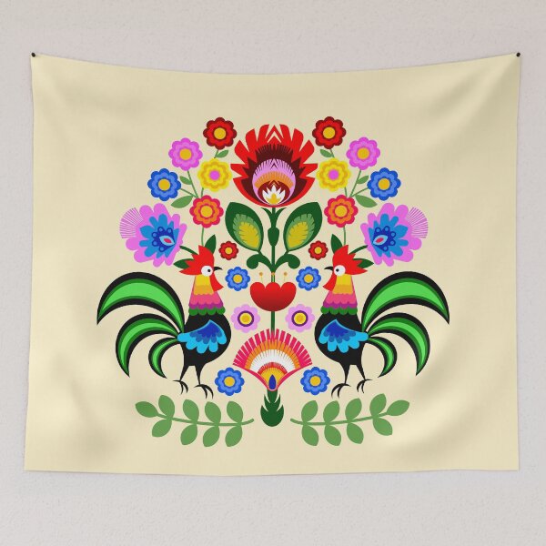 Item preview, Polish folk art - floral embroidery pattern and cutouts colorful designed and sold by mikistudio.