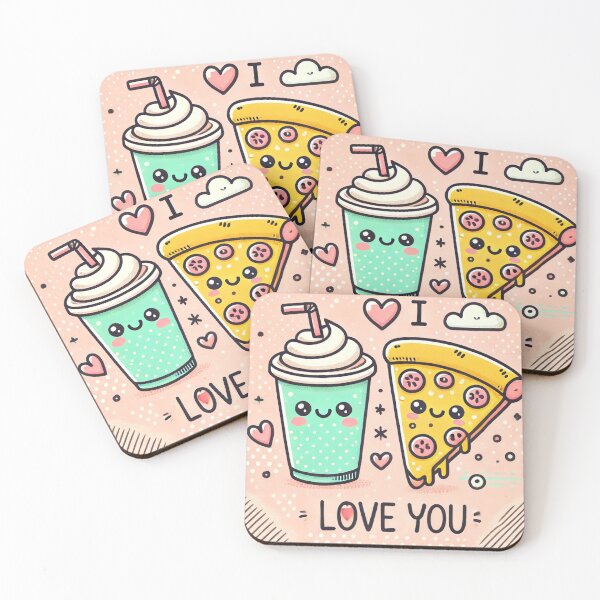 Item preview, Cute Pizza and Drink Love Design designed and sold by Alta-store.