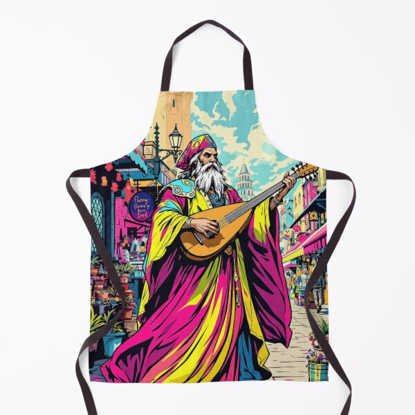 Item preview, Colorful street musician plays a lute designed and sold by artwaves.