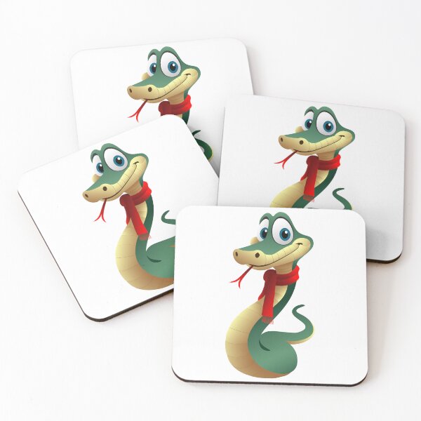 Item preview, Snake in a red scarf. Green snake. Blue-eyed snake. designed and sold by lu-print-design.
