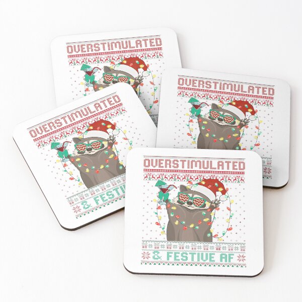 Item preview, Overstimulated & Festive Af Raccoon Christmas Meme designed and sold by Wisppiaa.