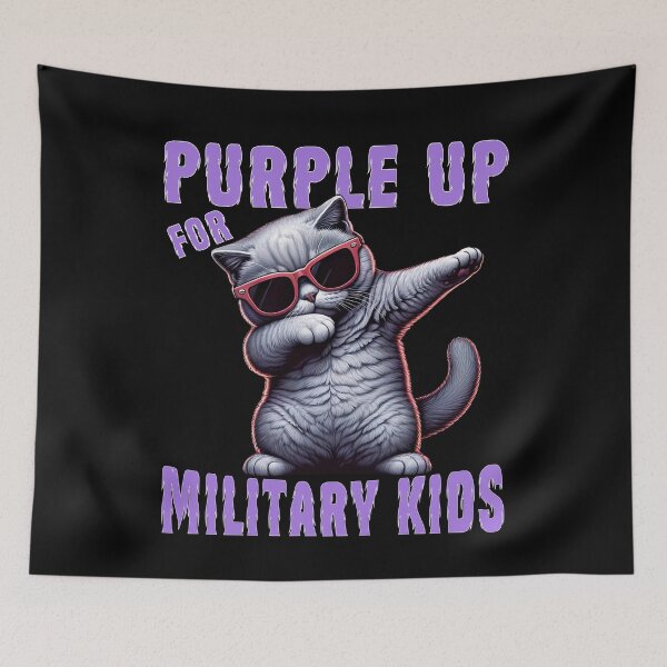 Item preview, Purple Up For Military Kids Month Of The Military Cool Dabbing Cat  designed and sold by Smix Pixels.