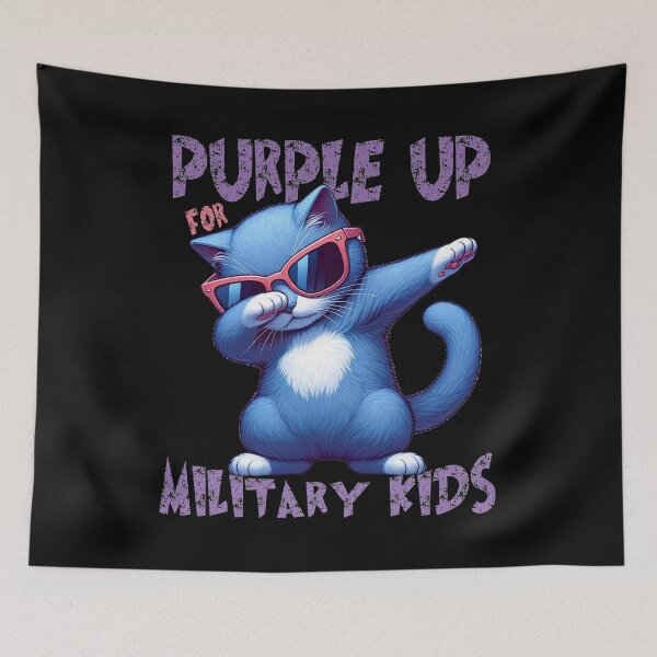 Item preview, Purple Up For Military Kids Month Of The Military Cool Dabbing Cat  designed and sold by Smix Pixels.