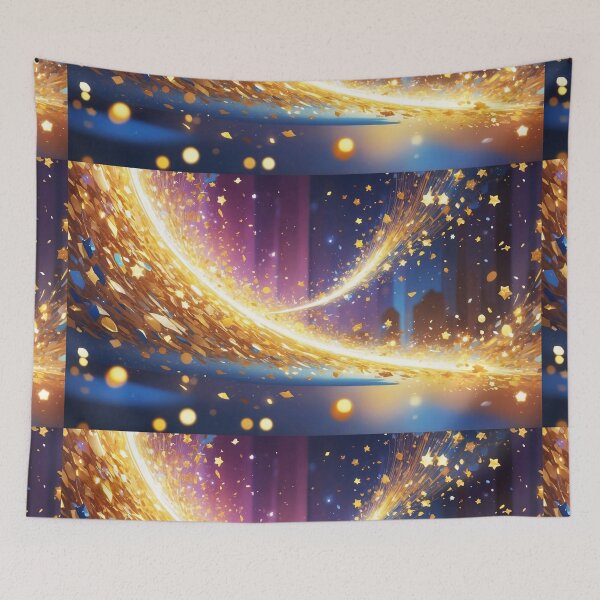 Item preview, Golden Light Swirls with Sparkling Particles on Vibrant Background designed and sold by SassyArtistry.