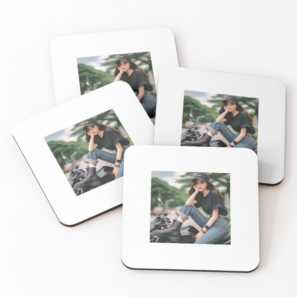 Item preview, Young girl sits sits casually on a sleek black motorcycle. designed and sold by Chase12921.