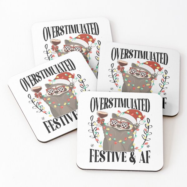 Item preview, Overstimulated & Festive AF Raccoon Xmas Funny Weirdcore designed and sold by Wisppiaa.