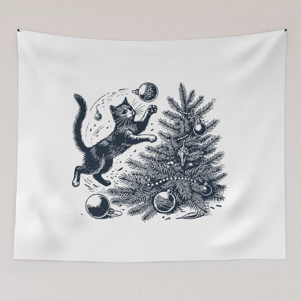 Item preview, Funny Cat Christmas Retro Vintage Style designed and sold by LuminOrb.