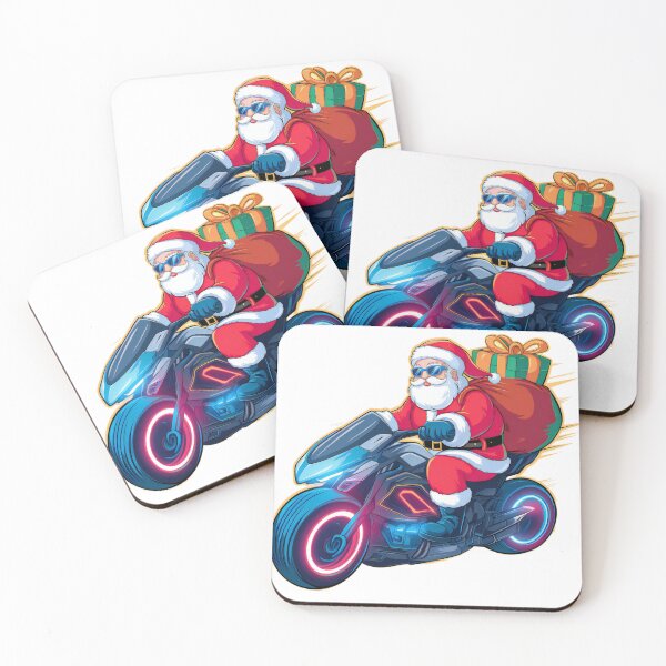 Item preview, Santa on a Neon Motorcycle Holiday Design designed and sold by lubushop1.